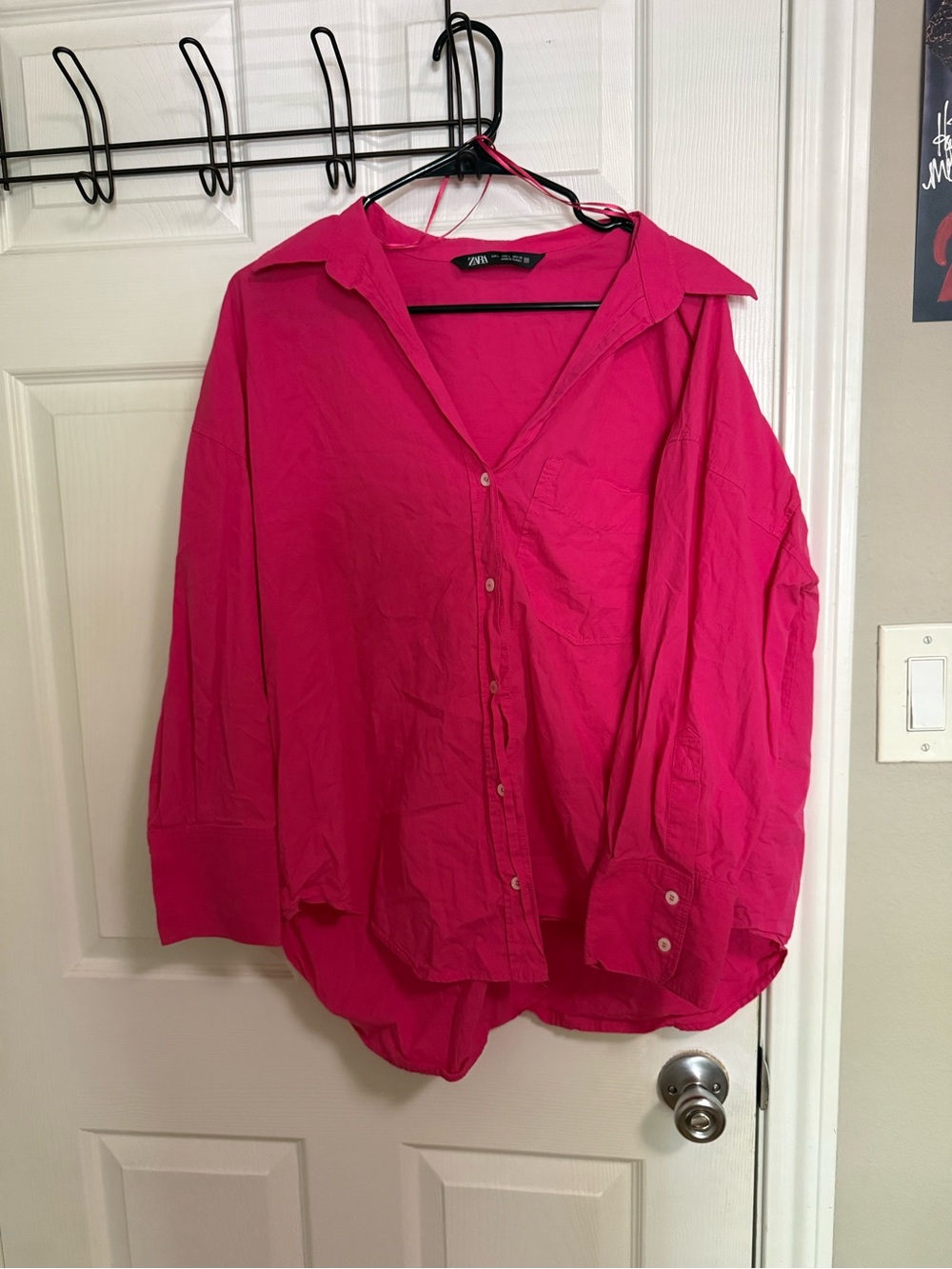 Zara Women's Pink Button-Down Shirt